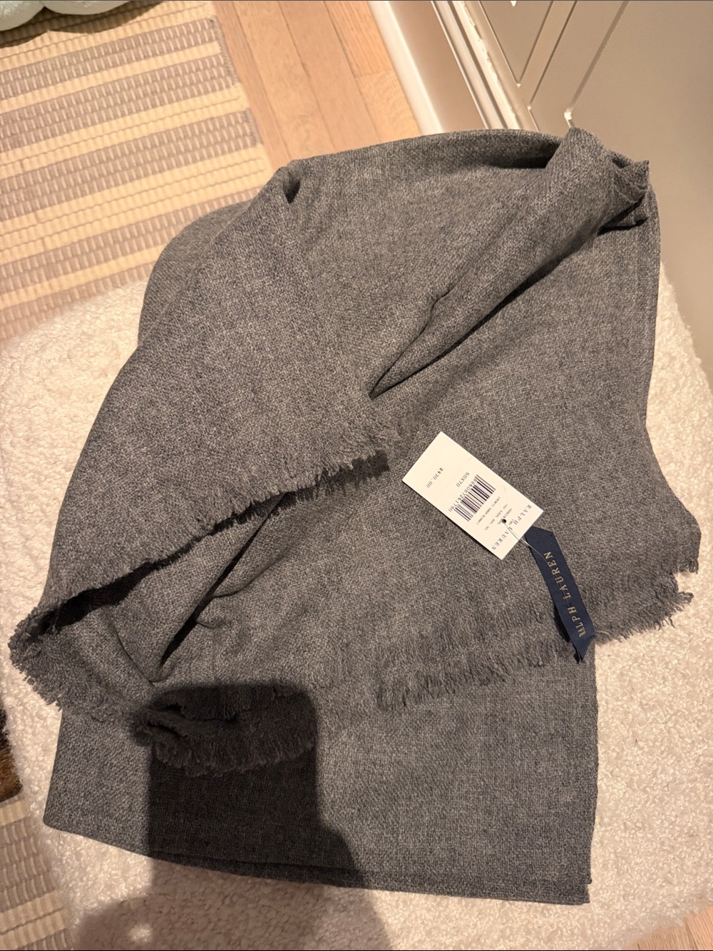 Ralph Lauren Heather Gray Scarf-Style Wrap Coat